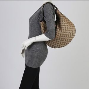GUCCI Canvas wave horsebit hobo